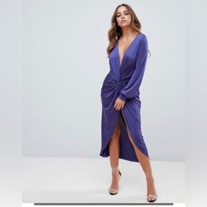 Size 2 Boohoo slinky plunge midi dress
